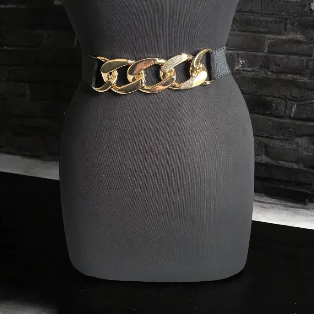 Black Metal Buckle Waist Belt